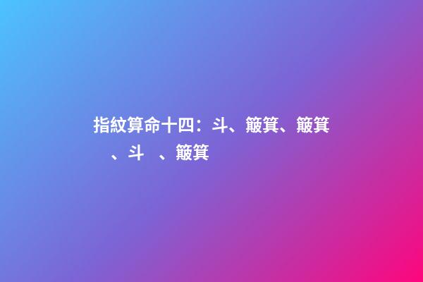 指紋算命十四：斗、簸箕、簸箕、斗、簸箕